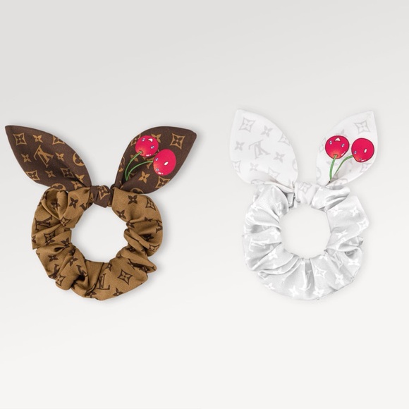 🍒Louis Vuitton Cherry Murakami LV x TM Monogram Cerise Set of Scrunchies M96069 - Picture 7 of 7